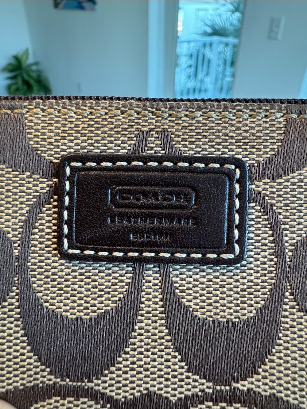 Coach Authentic Monogram Y2K Wristlet Brown Leather Trim - Picture 4 of 4
